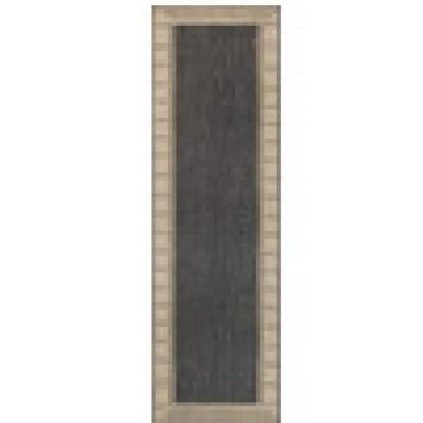 Asha Simple Border 2 ft. x 8 ft. Dark Grey Indoor/Outdoor Runner Rug