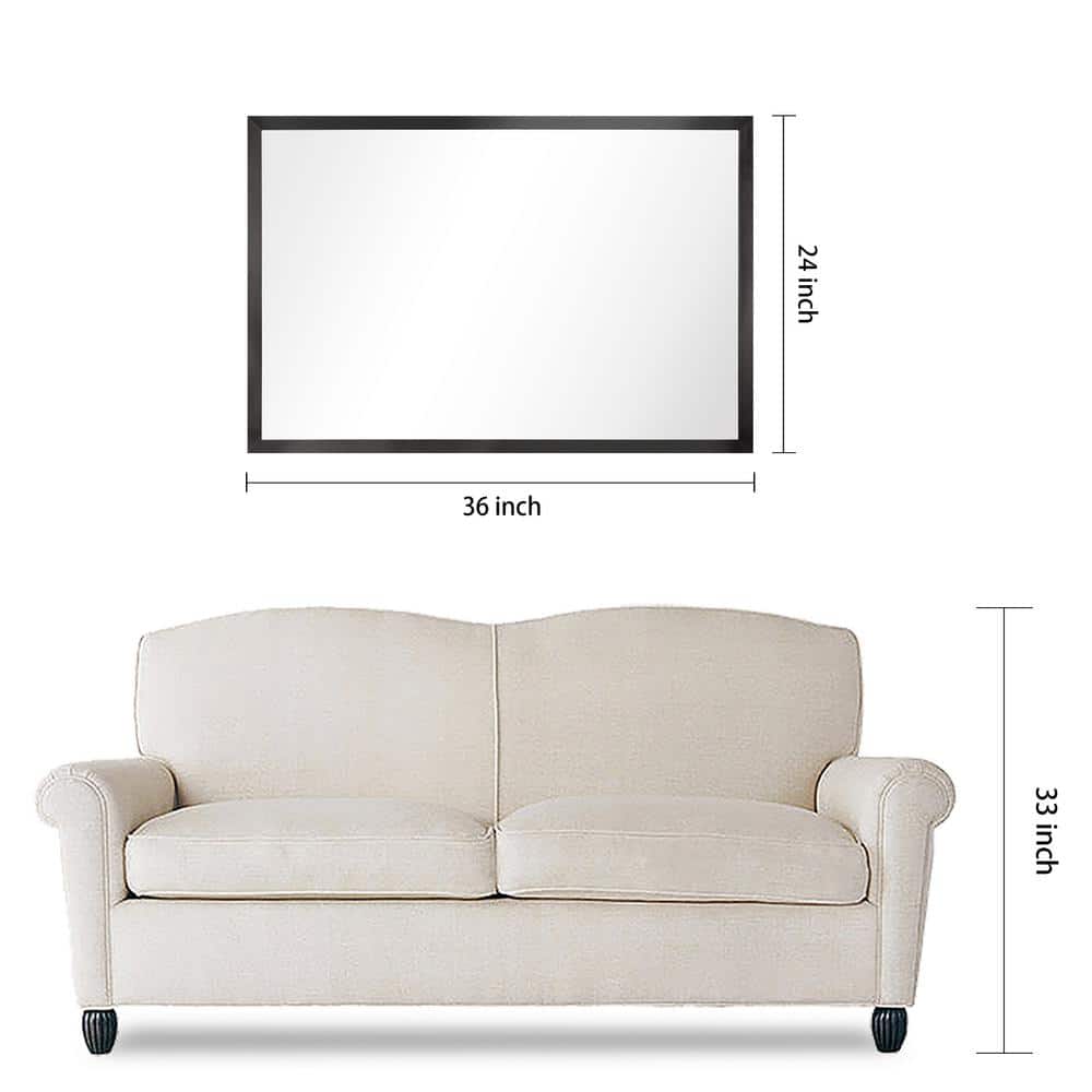 Contempo 24" x 36" Black Stainless Steel Rectangular Wall Mirror