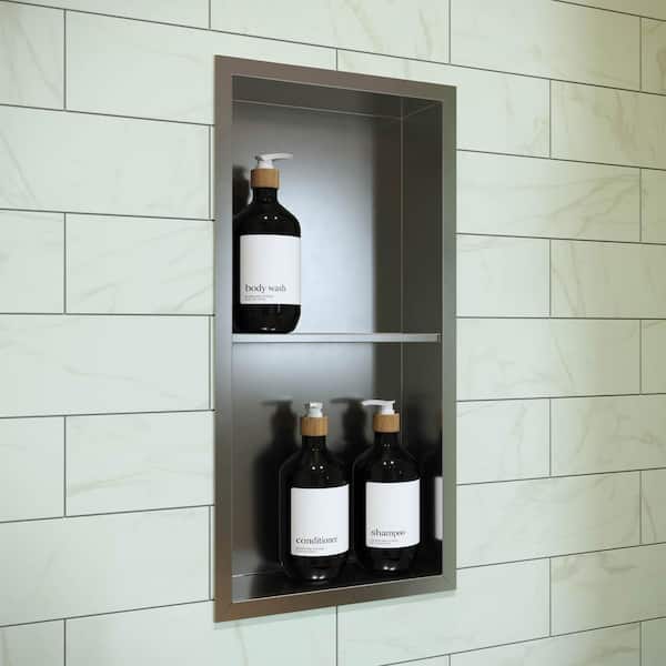 Swiss Madison Voltaire 15 in. W x 4 in. H x 24 in. D Stainless Steel Shower Niche in Matte Chrome
