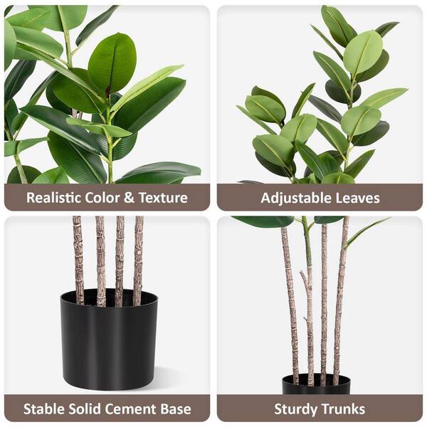 Unbranded 5 ft. Artificial Rubber Tree in Pot-Tall Faux Ficus Plant for  Home Decor WK0727