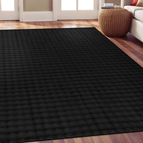 Beverly Rug Aurora 4 ft. x 6 ft. Black Non-Slip Rubber Back