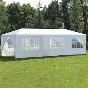 10 ft. x 30 ft. White Canopy Wedding Party with Side walls