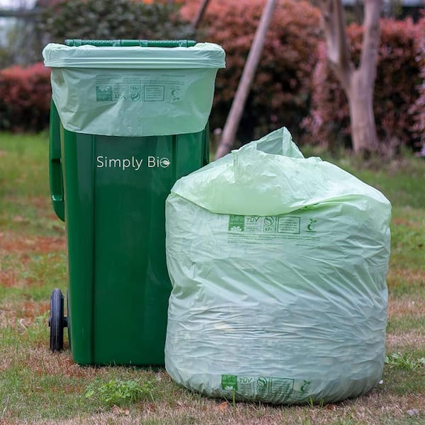 55 Gallon Compostable Trash Bags 1 Mil, 42W x 48H, 100 /ca