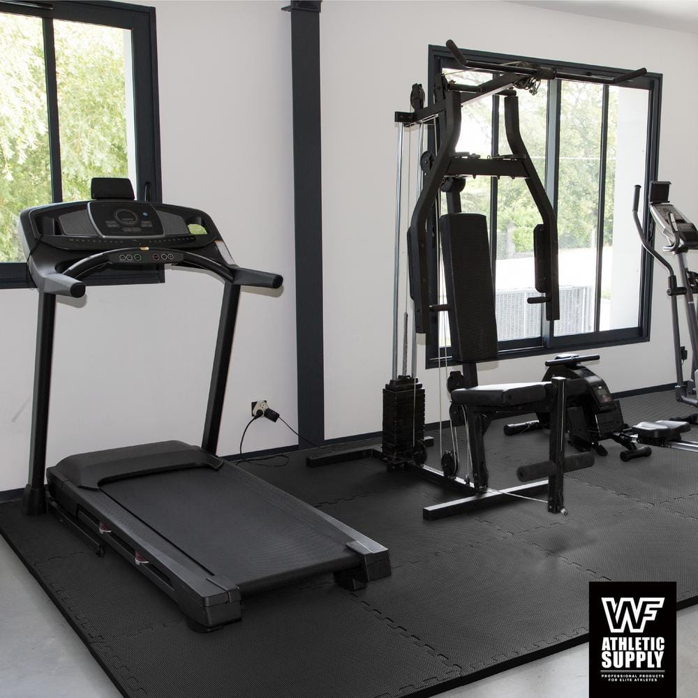Black 24 SQ.FT Interlocking Foam Gym Floor Tiles