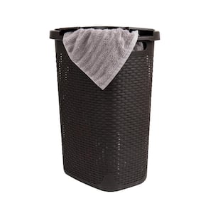 Brown 24.15 in. H x 13.75 in. W x 17.65 in. L Plastic 60L Slim Ventilated Rectangle Laundry Hamper with Lid