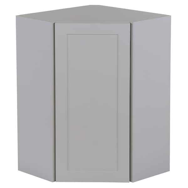 Hampton Bay Cambridge Gray Shaker Assembled Corner Wall Cabinet (24 in. W x 12.5 in. D x 36 in. H)