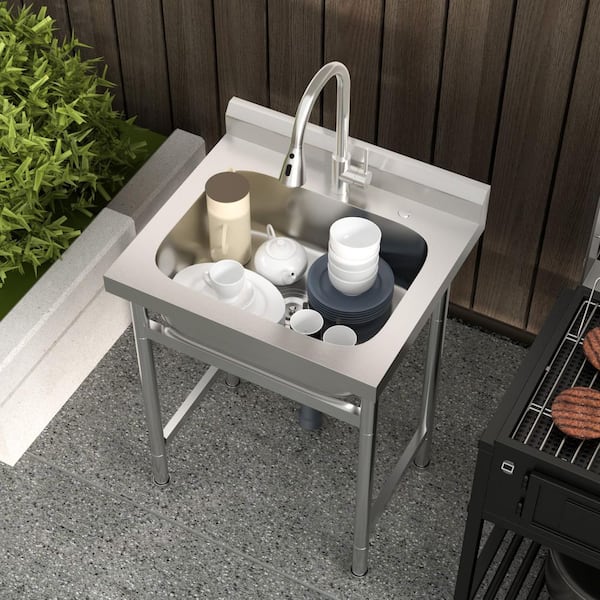 Kichae 25 in. Freestanding Stainless Steel 1-Compartment