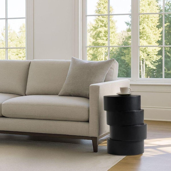 Modrest Grove Modern 13.5 in. Black Round Wood End Table