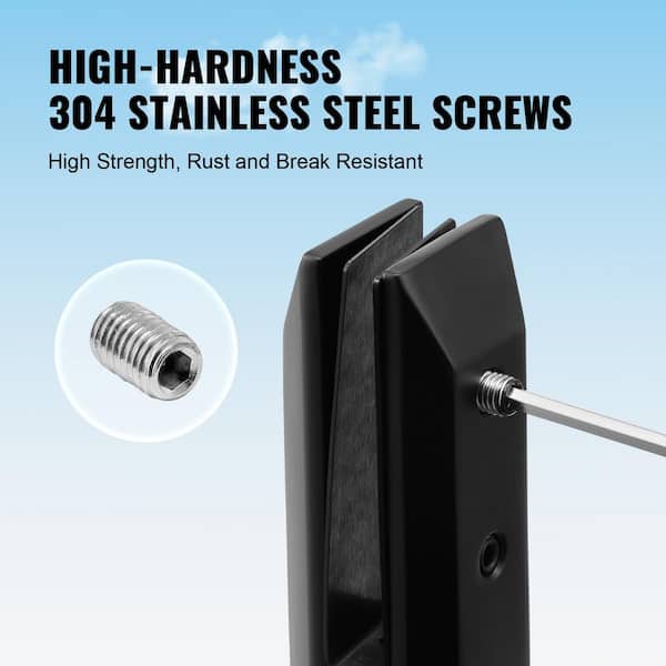 VEVOR Glass Clamp 10 pcs 6.3 in. H x 3.94 in. W Black Stainless Steel Stair Railing Kit Railing Bracket for 0.31 to 0.47 in.