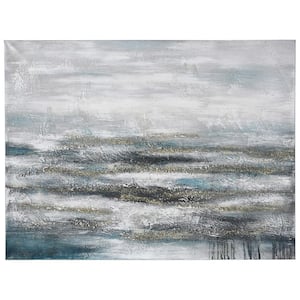 Coastal Blue - Hand Painted Abstract Acrylic on Canvas Wall Art - Frameless Unframed Nature Art Print 30 in. x 40 in.