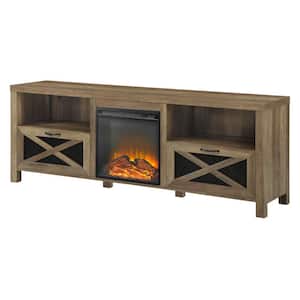 Abilene 70 in. Barnwood TV Stand with Electric Fireplace (Max tv size 78 in.)