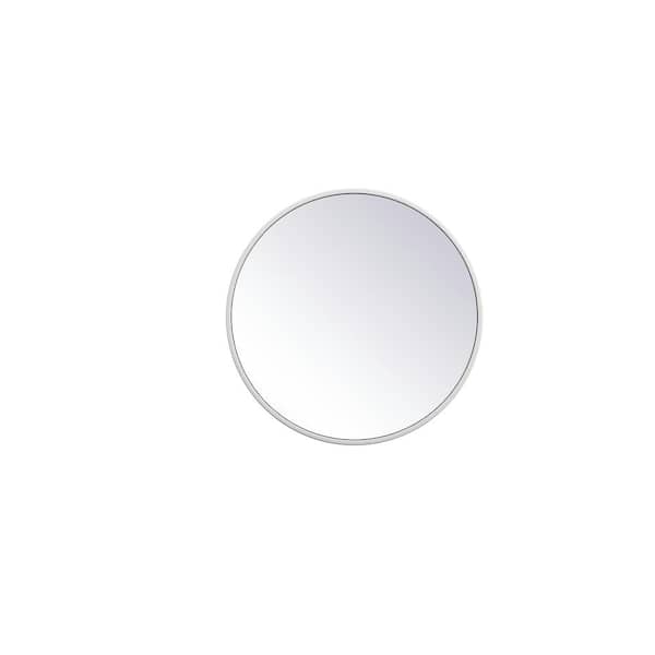 Unbranded Small Round White Modern Mirror (18 in. H x 18 in. W)
