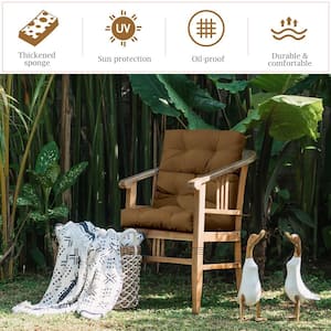22 in. x 20 in. Indoor Outdoor Back Chair Cushion Tufted Pillow Patio Seating Pad in Brown