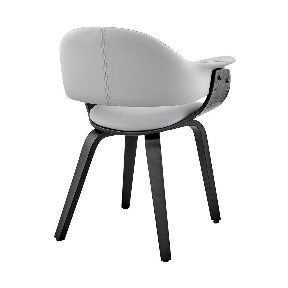 Contemporary Gray Faux Leather Arm Chair with Black Wood Frame
