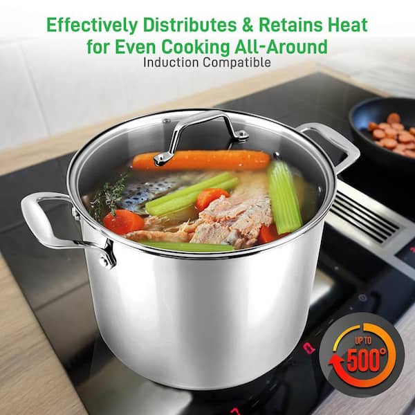  NutriChef Stainless Steel Cookware Stockpot - 20 Quart, Heavy  Duty Induction Pot, Soup Pot With Stainless Steel, Lid, Induction, Ceramic,  Glass and Halogen Cooktops Compatible - NCSPT20Q White : Everything Else