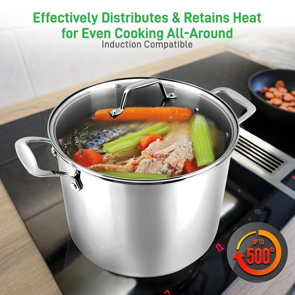 NutriChef 19-Quart Stainless Steel Stock Pot with Lid