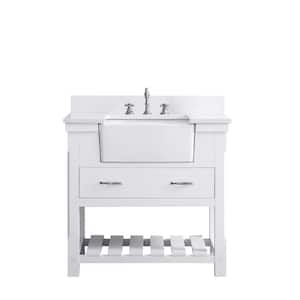 Wesley 36 in. W x 22 in. D Bath Vanity in White with Engineered Stone Vanity Top in Ariston White with White Sink