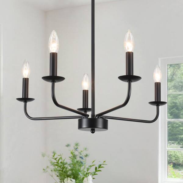 DAMNGOOD!!ver. 2024edition【BLACK】 LWYTJO 5-Light 24.04 in. Black Classic Chandelier for Kitchen