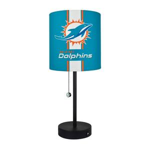 20 in. Black Miami Dolphins Task and Reading Desk Indoor Lamp with USB port