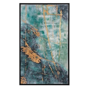 Ocean Wave #1 Floater Frame Abstract Wall Art 52 in. x 32 in.