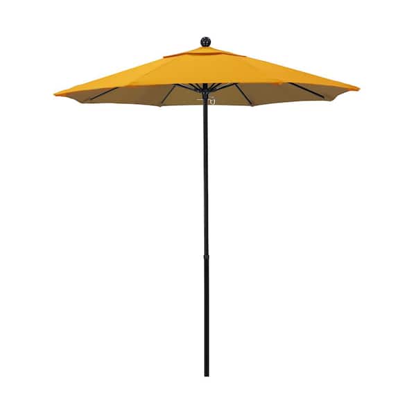California Umbrella 7.5 ft. Black Fiberglass Commercial Market Patio Umbrella with Fiberglass Ribs and Push Lift in Lemon Olefin