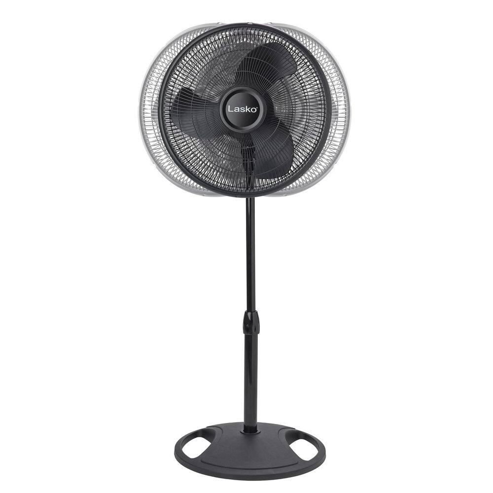 16 in. 3-Speed Oscillating Pedestal Fan for Home in Black with Adjustable Height, Tillt Back Head and Easy Assembly price history on PriceWatchPro