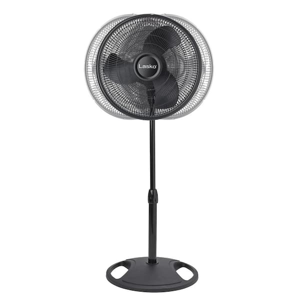 16 in. 3-Speed Oscillating Pedestal Fan for Home in Black with Adjustable Height, Tillt Back Head and Easy Assembly