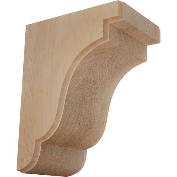 Ekena Millwork 5-1/4 in. x 7-1/4 in. x 9-1/2 in. Unfinished Maple Bedford Corbel
