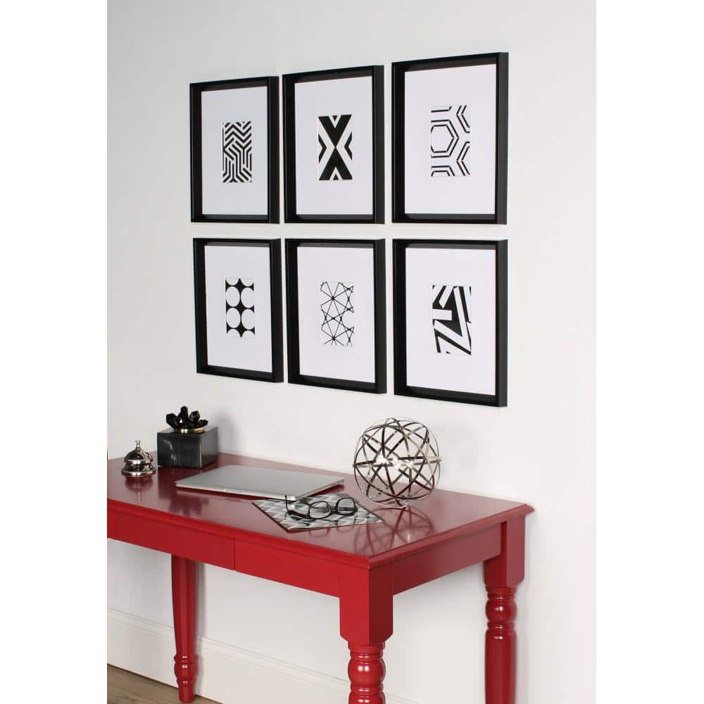 6-Piece Black and White Geometric Abstract Framed Art Set