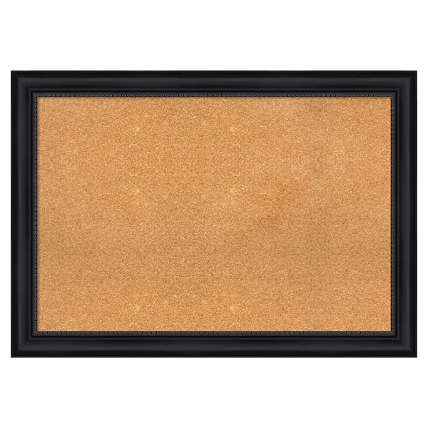 Amanti Art Astor Black Natural Corkboard 41 in. x 29 in. Bulletin Board Memo Board