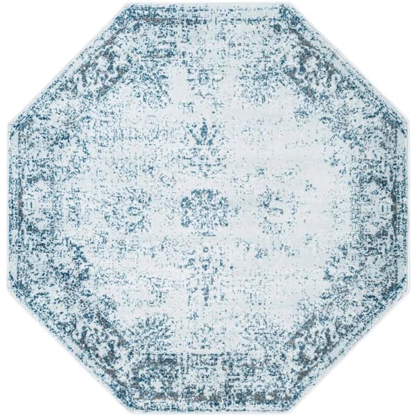 Sofia Casino Light Blue 6 ft. 1 in. x 6 ft. 1 in. Area Rug