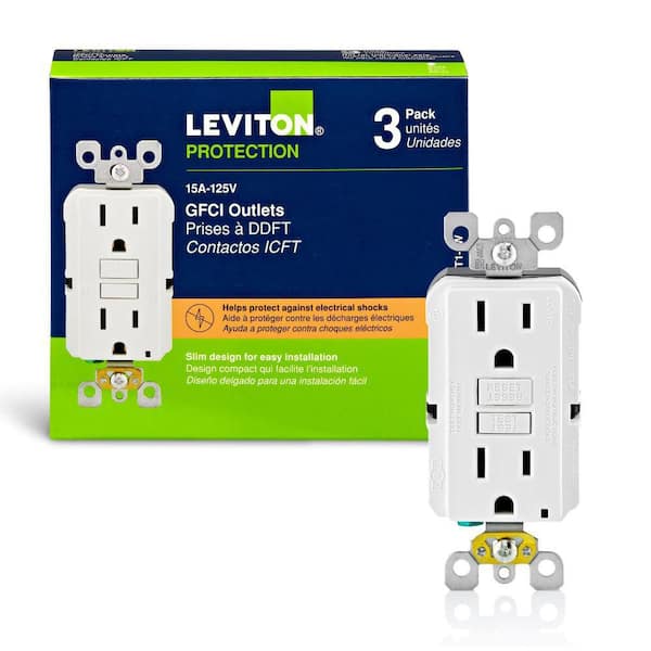 15 Amp Self-Test SmartlockPro Slim GFCI Duplex Outlet, White (3-Pack) GFNT1-3W