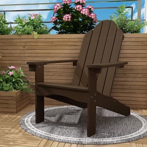 Dark Brown Adirondack Chairs with Cup Holder for Fire Pit and Garden