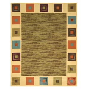 Green 7 ft. 10 in. x 9 ft. 10 in. Machine-Made Nylon Transitional Gabbeh Area Rug