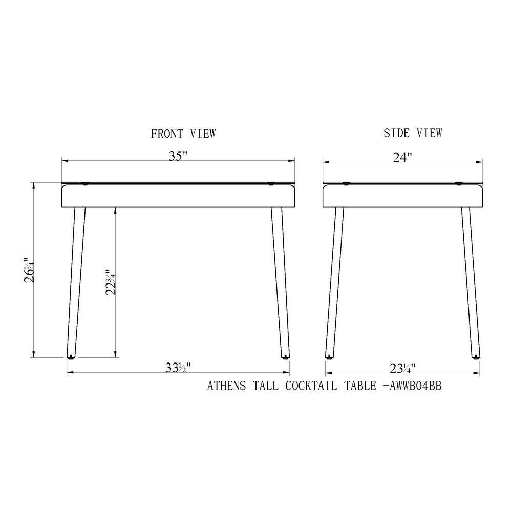 Athens Dark Brown Wicker and Glass Outdoor Cocktail Table