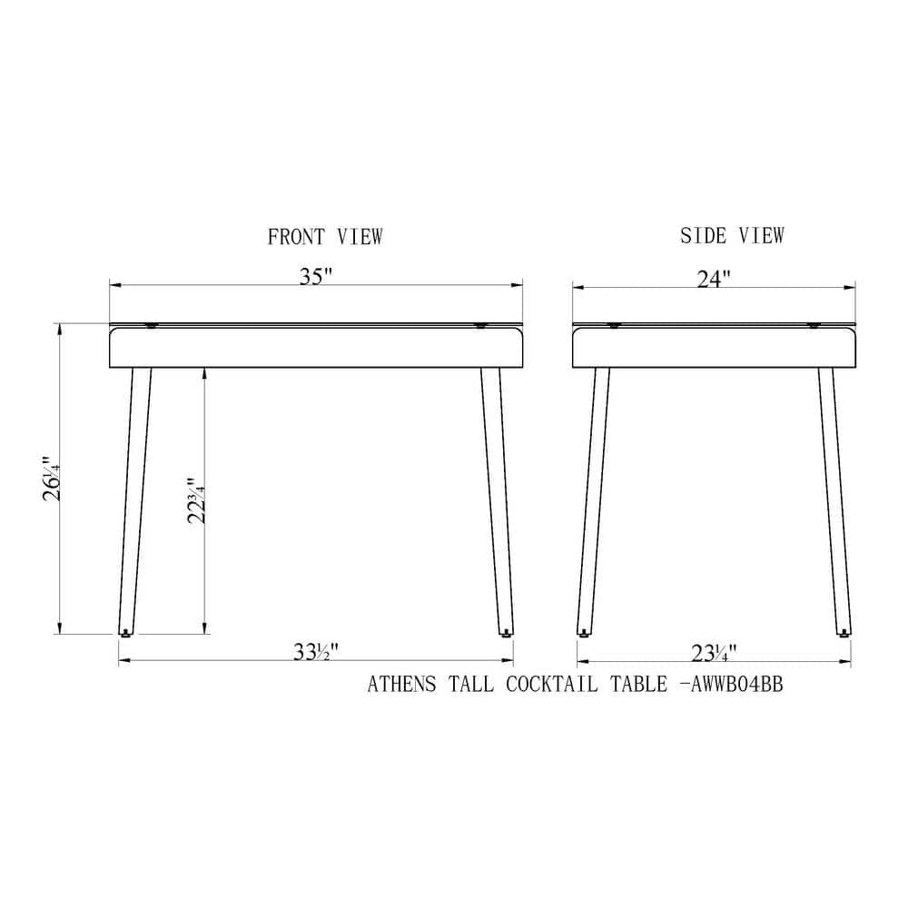 Athens Dark Brown Wicker and Glass Outdoor Cocktail Table