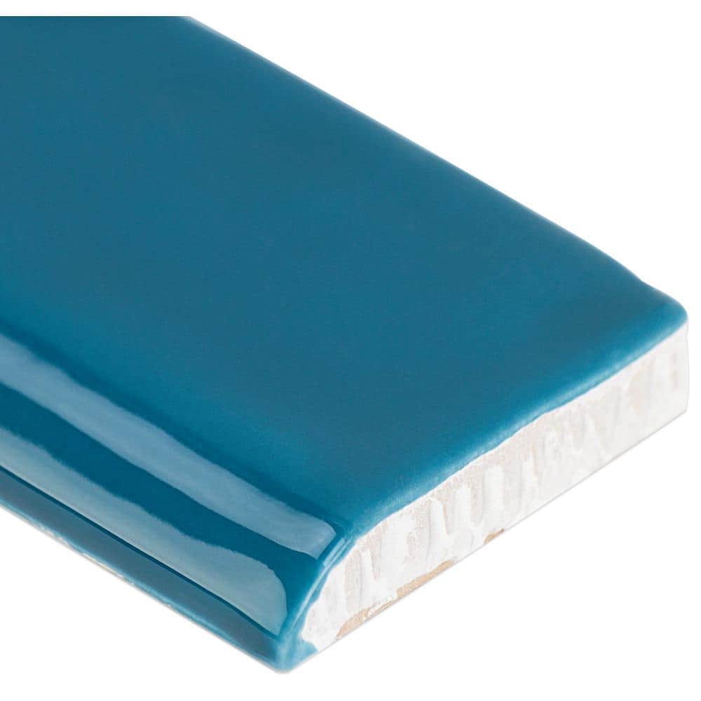 Brookline Teal 2x10 Polished Ceramic Bullnose Tile