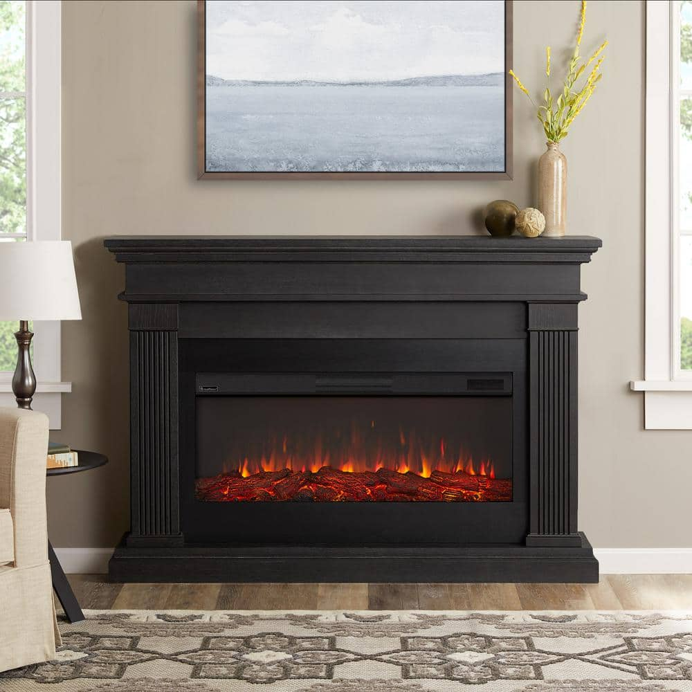 Real Flame Beau 59 In Freestanding Electric Fireplace In Gray 8080e Gry The Home Depot 7319