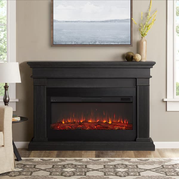 Real Flame Beau 59 in. Freestanding Electric Fireplace in Gray