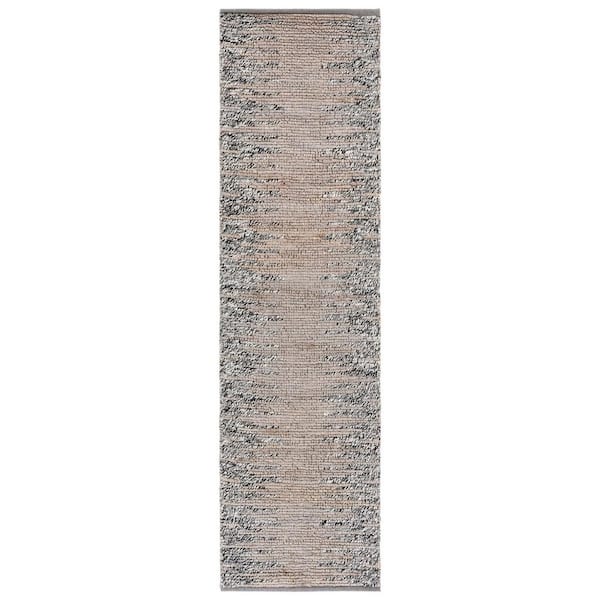 SAFAVIEH Natural Fiber Gray/Black 2 ft. x 8 ft. Transition Marle Runner Rug