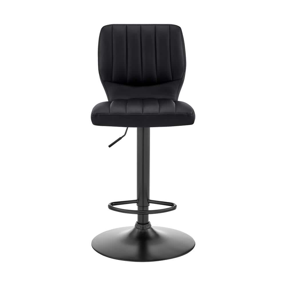 Adjustable Black Metal and Leatherette Swivel Bar Stool