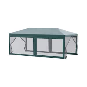 10 ft. x 20 ft. Outdoor Steel Event/Party Tent Canopy and Gazebo with 4 Removable Mesh Sidewalls in Dark Green