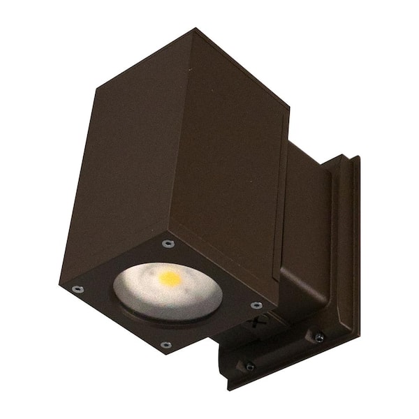 NICOR Dorado 200-Watt Equivalent Square Integrated LED Bronze Outdo or Cylinder Up/Down Wall Pack Light, 3000K