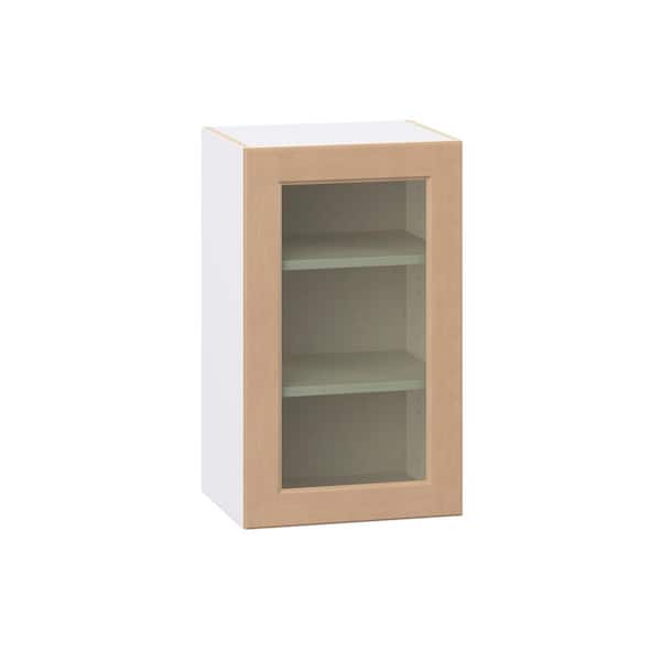 Lakewood Sugar Cookie Shaker Assembled Wall Kitchen Cabinet with Glass Door (18 in. W x 30 in. H x 14 in. D)