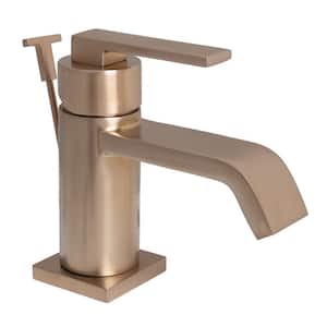 Lura Single Hole Single-Handle Bathroom Faucet with Drain in Brushed Bronze