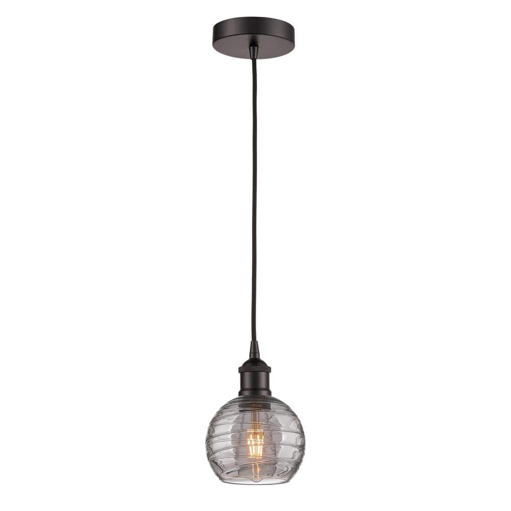 Athens Deco Swirl 100-Watt 1-Light Oil Rubbed Bronze Standard Mini Pendant Light with Painted Glass Shade price history on PriceWatchPro