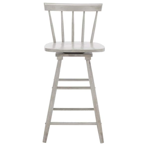 SAFAVIEH Tage 25 in. Grey Mid-Back Wood Frame Swivel Counter Stool