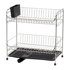 Black Stainless Steel 2-Tier Medium-Sized Dish Rack