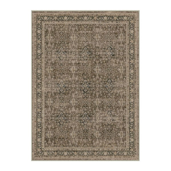 Star Brown 5 ft. x 7 ft.  Distressed Vintage Floral Area Rug