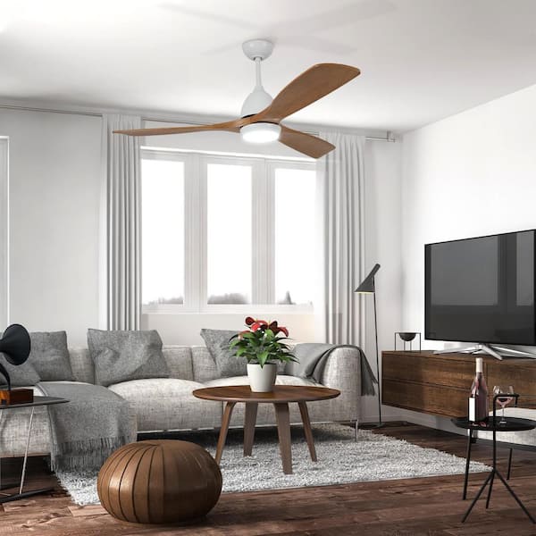 52 in. Indoor White Ceiling Fan with Light Remote ControlQuiet DC Motor 3-Blade Ceiling Fans 6-Speed Levels